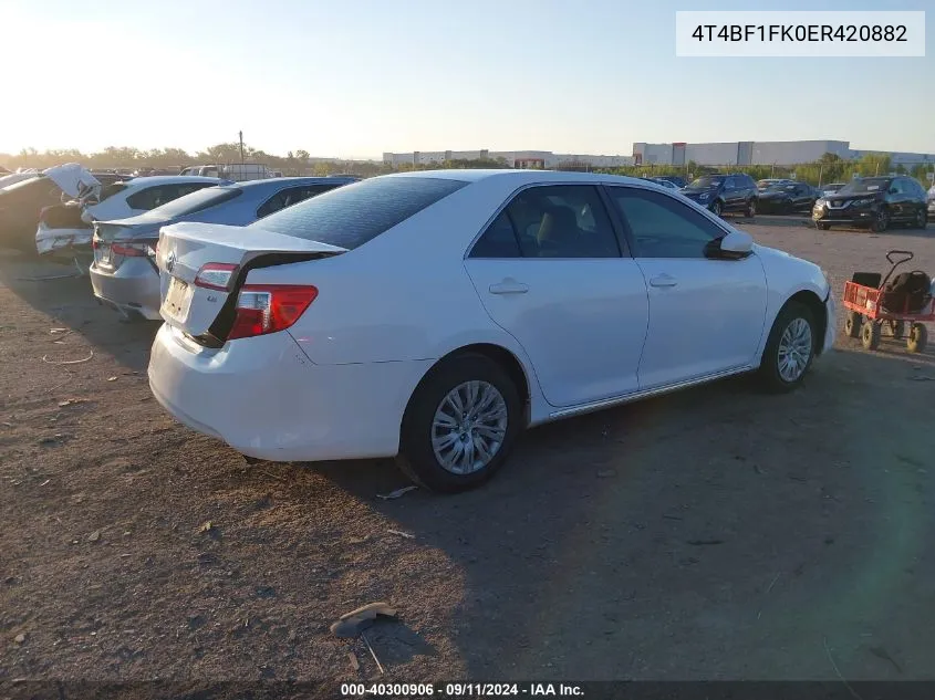 2014 Toyota Camry Le VIN: 4T4BF1FK0ER420882 Lot: 40300906