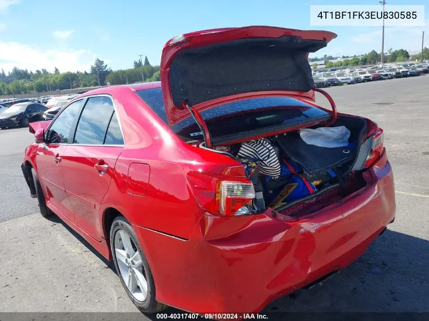 2014 Toyota Camry Se VIN: 4T1BF1FK3EU830585 Lot: 40317407