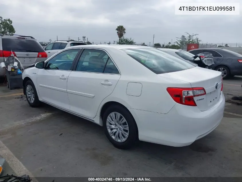 2014 Toyota Camry Hybrid Le VIN: 4T1BD1FK1EU099581 Lot: 40324740