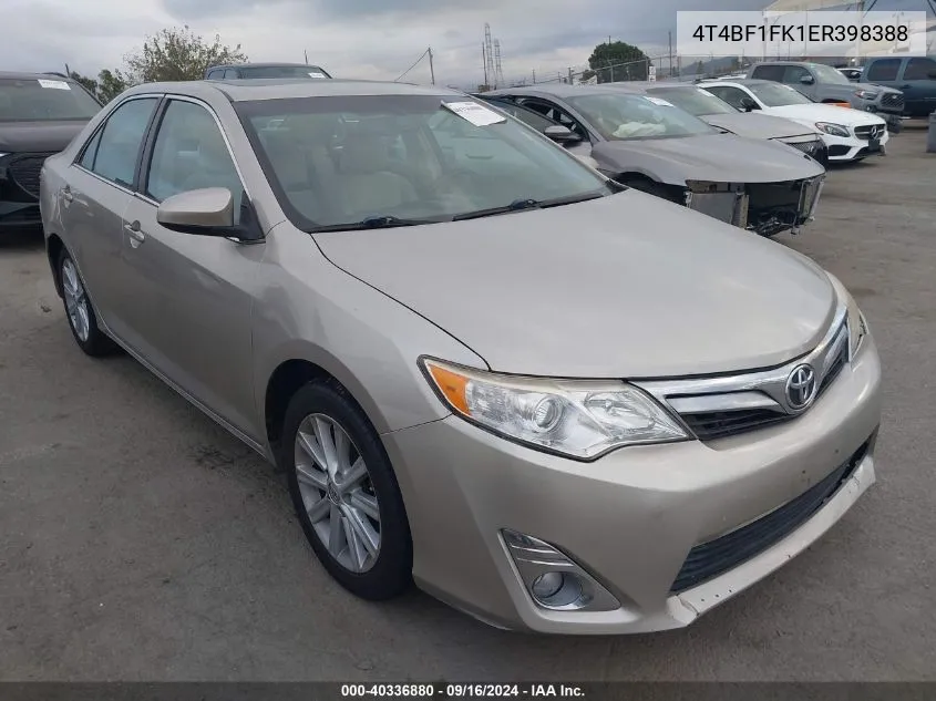 2014 Toyota Camry Xle VIN: 4T4BF1FK1ER398388 Lot: 40336880