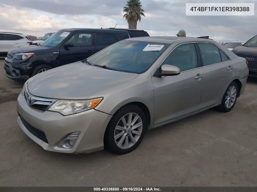 2014 Toyota Camry Xle VIN: 4T4BF1FK1ER398388 Lot: 40336880