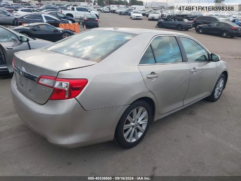 2014 Toyota Camry Xle VIN: 4T4BF1FK1ER398388 Lot: 40336880