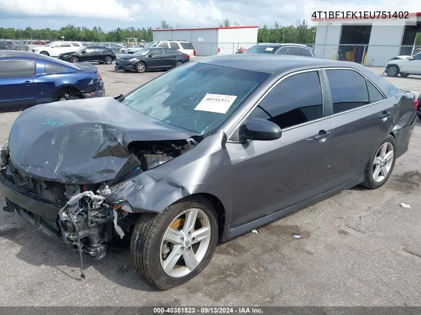 2014 Toyota Camry Se VIN: 4T1BF1FK1EU751402 Lot: 40351523