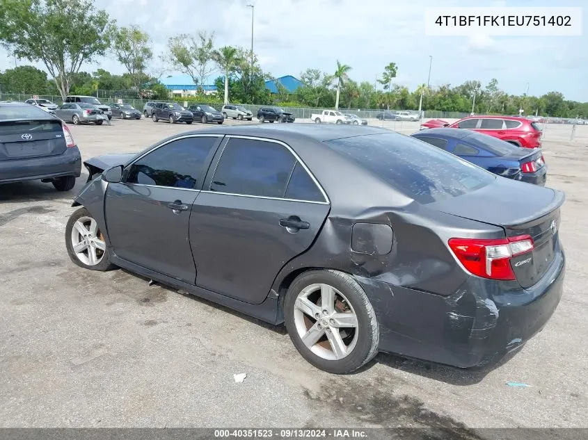 2014 Toyota Camry Se VIN: 4T1BF1FK1EU751402 Lot: 40351523