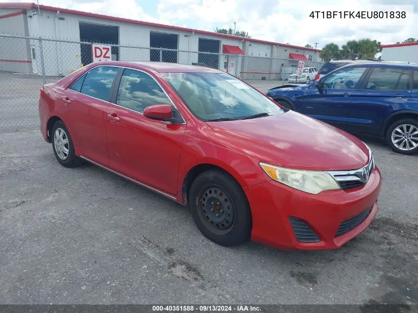 2014 Toyota Camry Le VIN: 4T1BF1FK4EU801838 Lot: 40351588