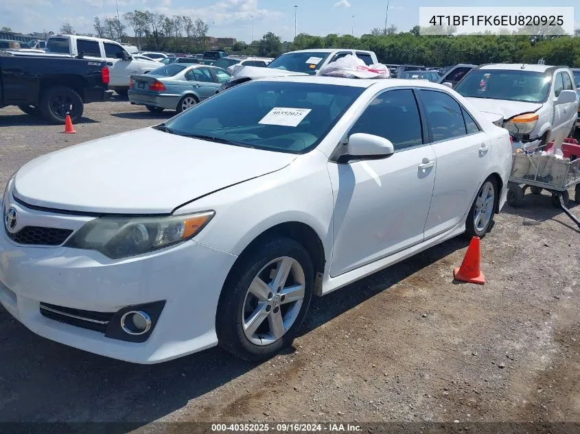 2014 Toyota Camry Se VIN: 4T1BF1FK6EU820925 Lot: 40352025