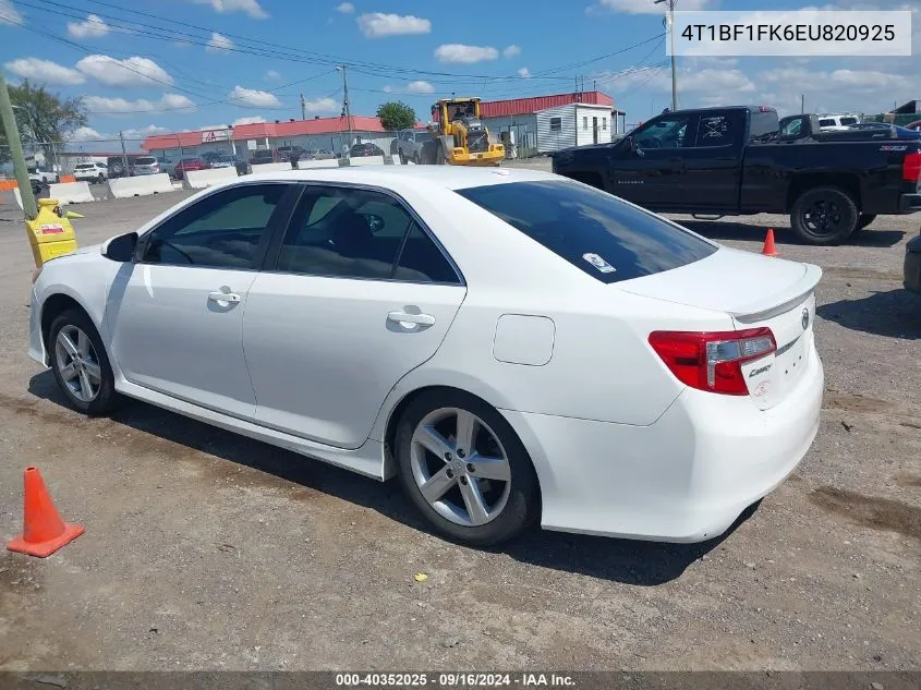 2014 Toyota Camry Se VIN: 4T1BF1FK6EU820925 Lot: 40352025