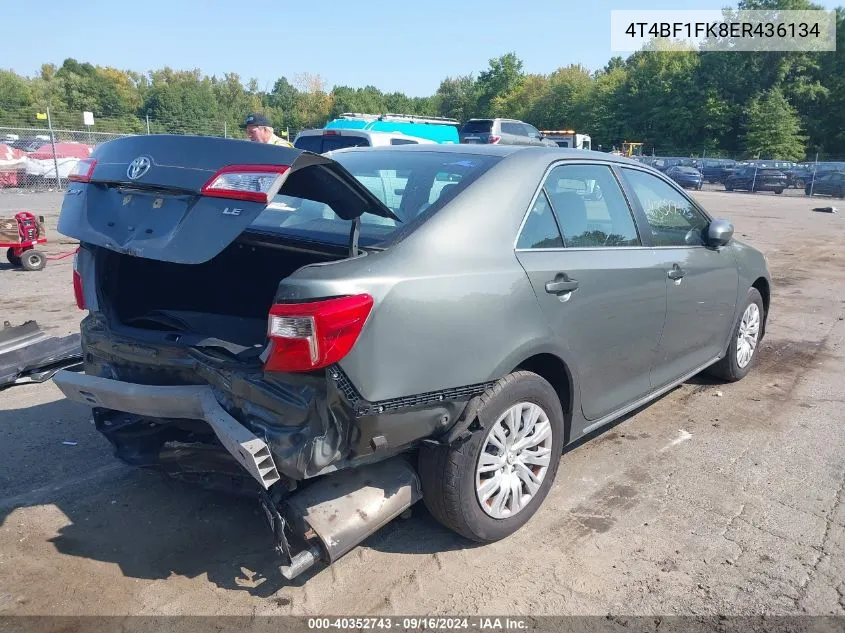 2014 Toyota Camry Le VIN: 4T4BF1FK8ER436134 Lot: 40352743