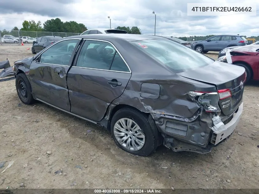 2014 Toyota Camry Le VIN: 4T1BF1FK2EU426662 Lot: 40353908