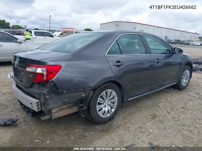 2014 Toyota Camry Le VIN: 4T1BF1FK2EU426662 Lot: 40353908