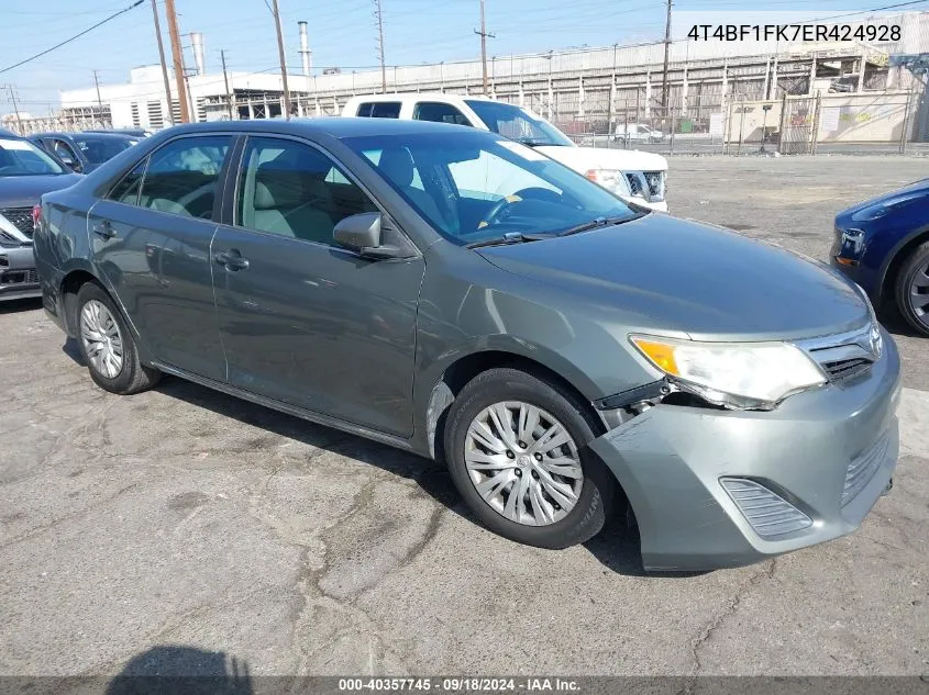 2014 Toyota Camry Le VIN: 4T4BF1FK7ER424928 Lot: 40357745