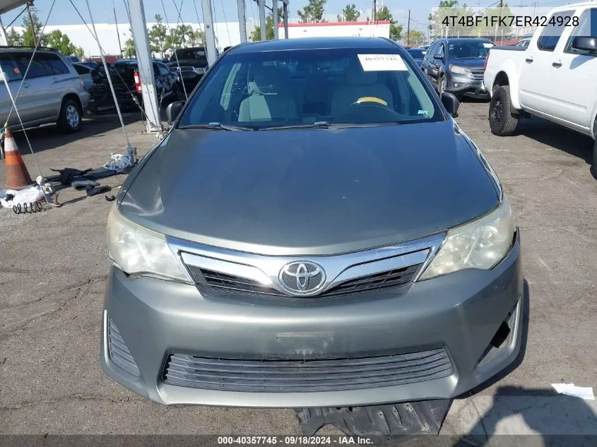 2014 Toyota Camry Le VIN: 4T4BF1FK7ER424928 Lot: 40357745