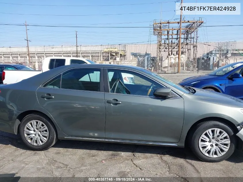 2014 Toyota Camry Le VIN: 4T4BF1FK7ER424928 Lot: 40357745