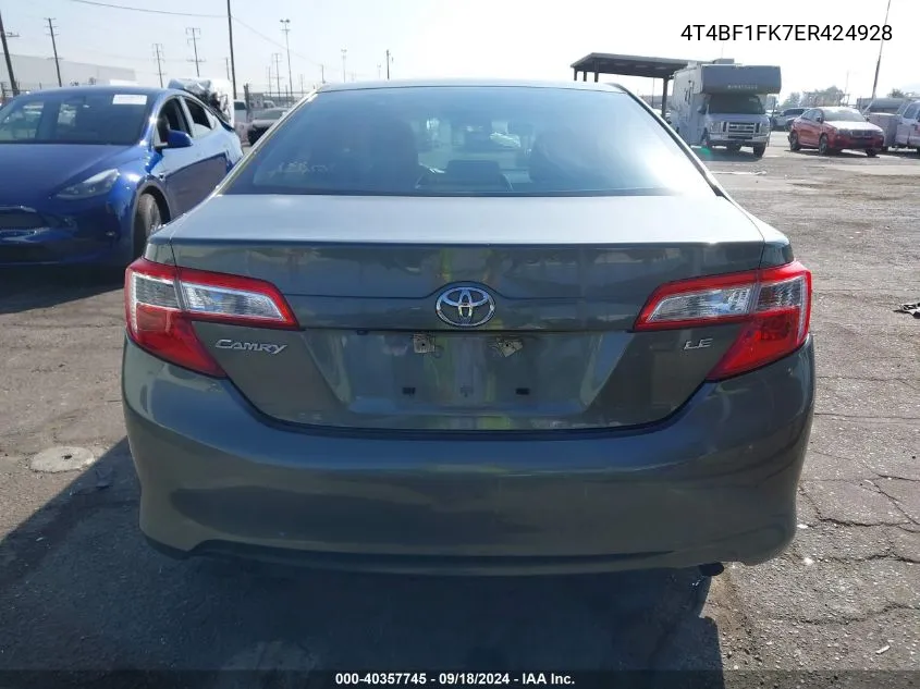 2014 Toyota Camry Le VIN: 4T4BF1FK7ER424928 Lot: 40357745