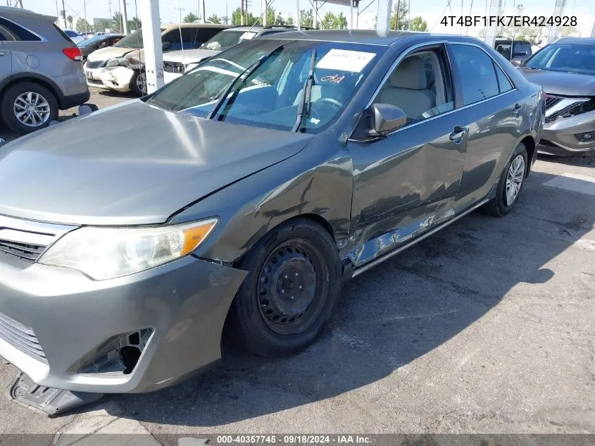 2014 Toyota Camry Le VIN: 4T4BF1FK7ER424928 Lot: 40357745