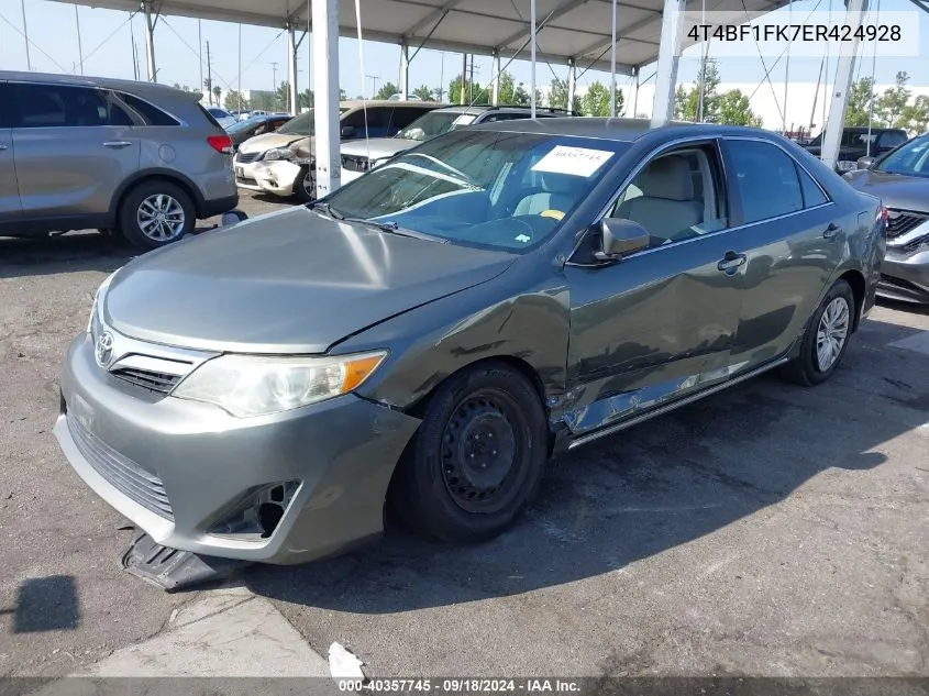 2014 Toyota Camry Le VIN: 4T4BF1FK7ER424928 Lot: 40357745