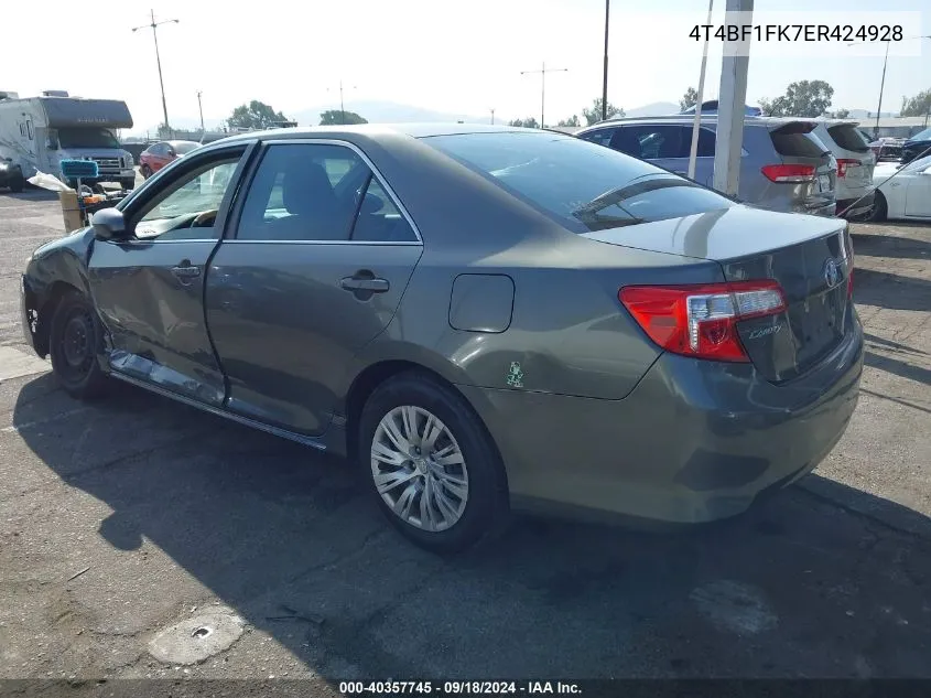 2014 Toyota Camry Le VIN: 4T4BF1FK7ER424928 Lot: 40357745