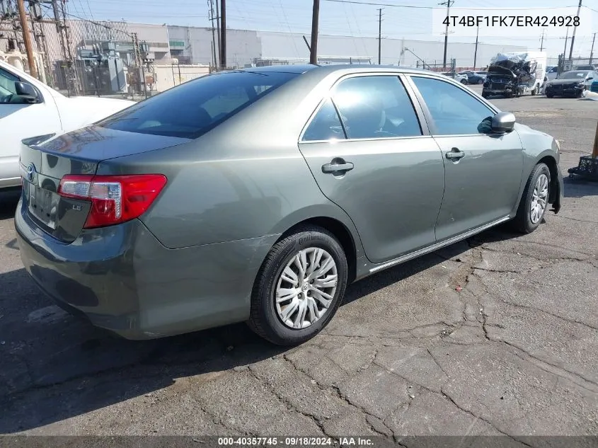 2014 Toyota Camry Le VIN: 4T4BF1FK7ER424928 Lot: 40357745