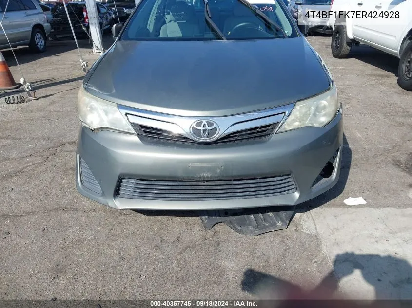 2014 Toyota Camry Le VIN: 4T4BF1FK7ER424928 Lot: 40357745