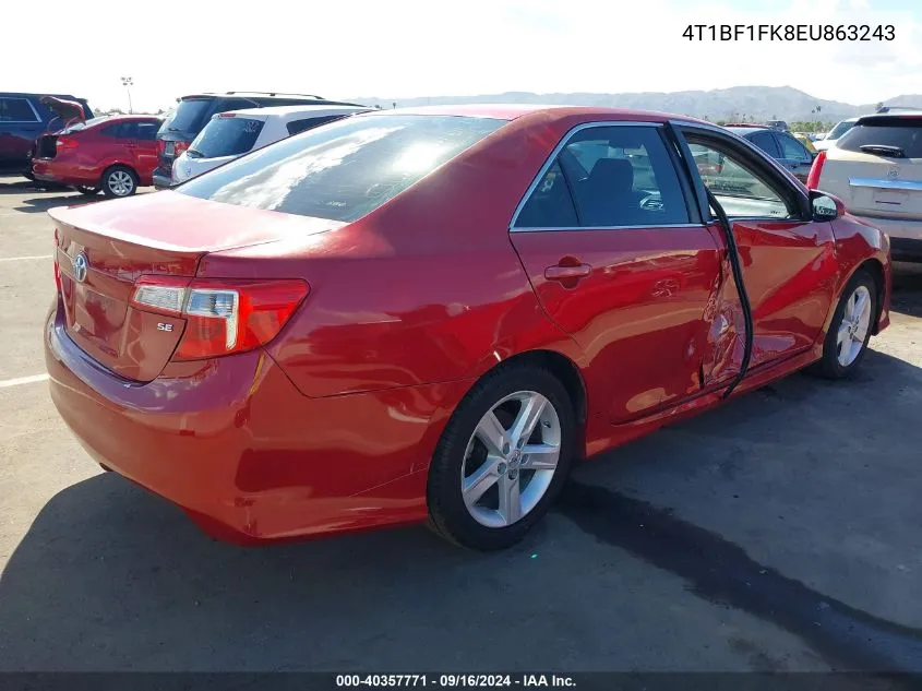 2014 Toyota Camry Se VIN: 4T1BF1FK8EU863243 Lot: 40357771