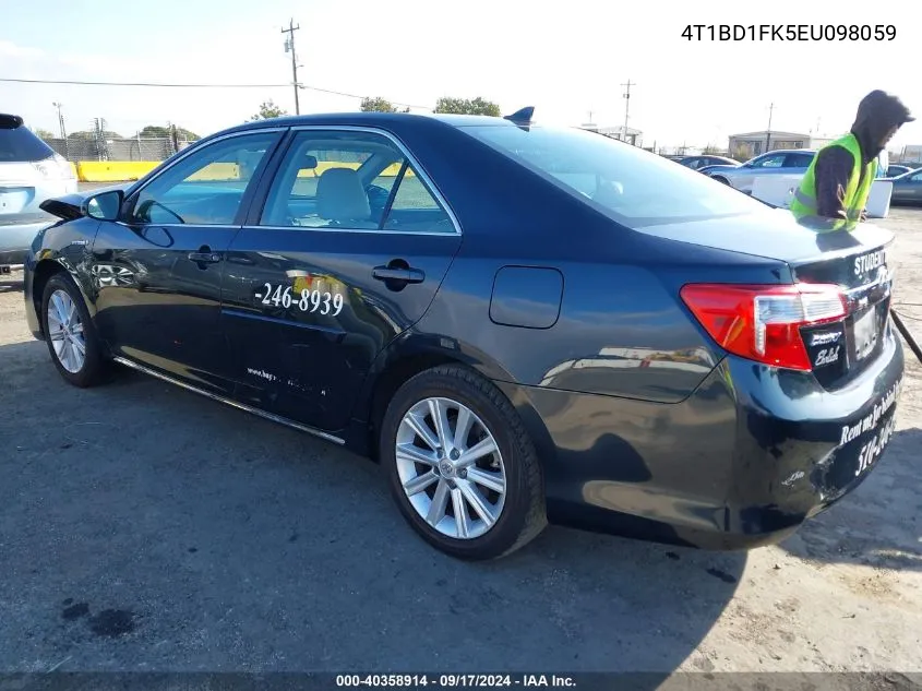 2014 Toyota Camry Hybrid Xle VIN: 4T1BD1FK5EU098059 Lot: 40358914