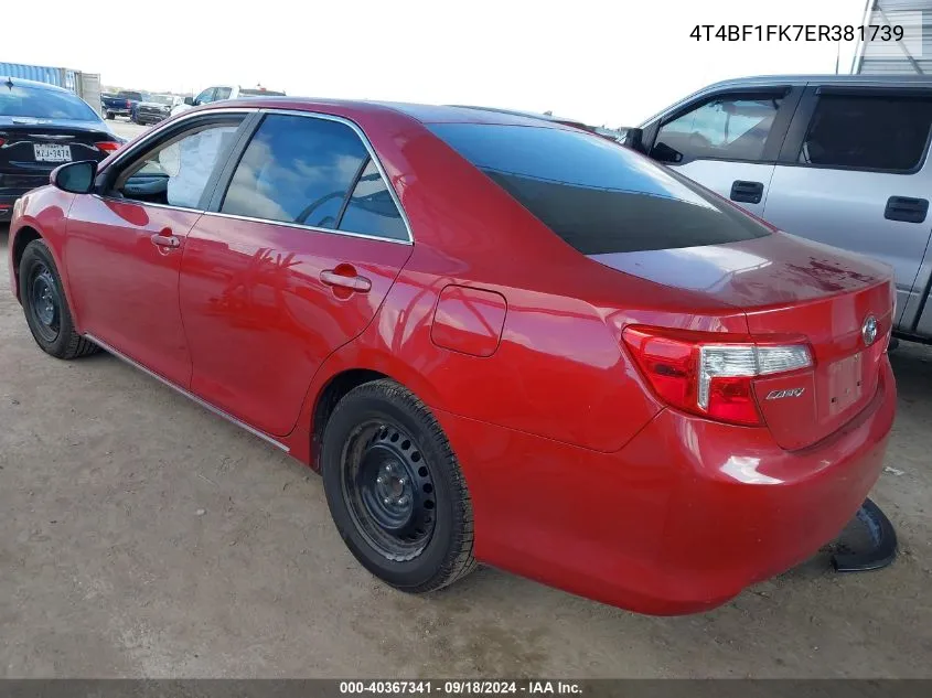 2014 Toyota Camry L/Se/Le/Xle VIN: 4T4BF1FK7ER381739 Lot: 40367341