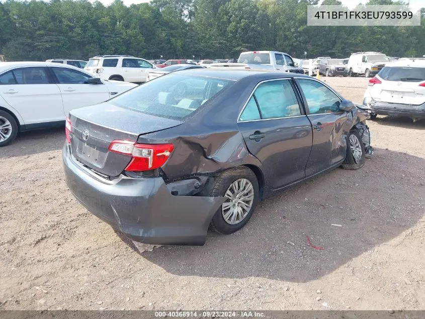 2014 Toyota Camry L VIN: 4T1BF1FK3EU793599 Lot: 40368914