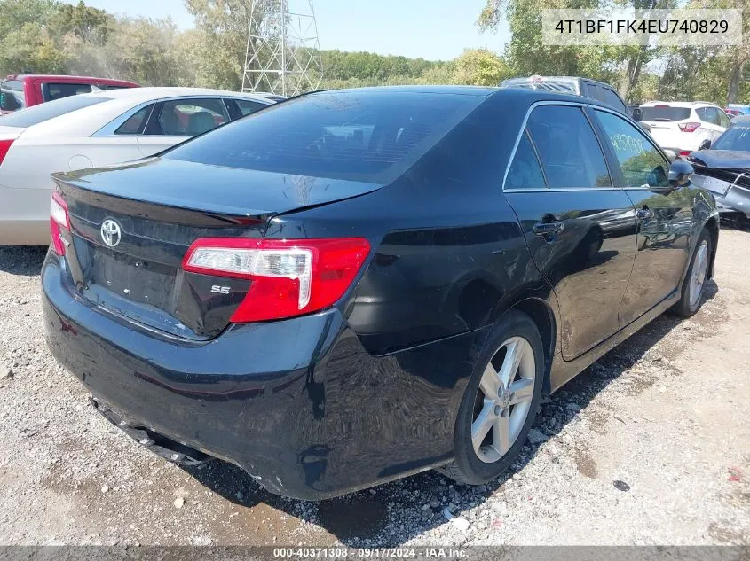 2014 Toyota Camry Se VIN: 4T1BF1FK4EU740829 Lot: 40371308