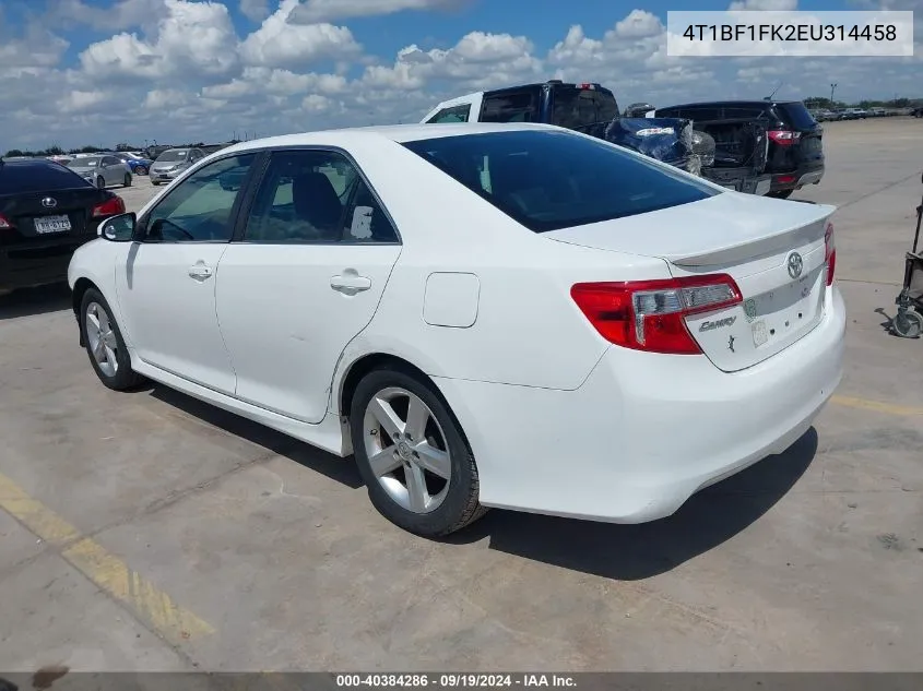 2014 Toyota Camry Se VIN: 4T1BF1FK2EU314458 Lot: 40384286