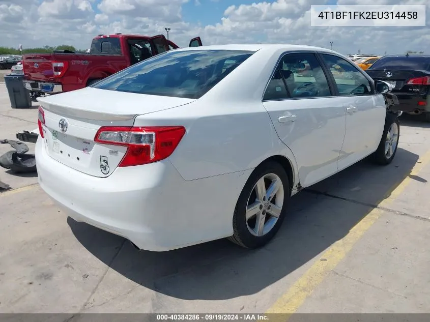 2014 Toyota Camry Se VIN: 4T1BF1FK2EU314458 Lot: 40384286