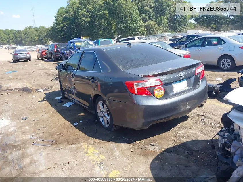 2014 Toyota Camry Se VIN: 4T1BF1FK2EU365944 Lot: 40389993