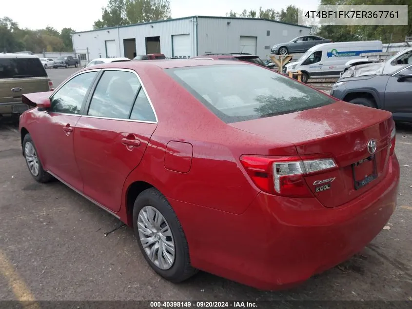 2014 Toyota Camry Le VIN: 4T4BF1FK7ER367761 Lot: 40398149