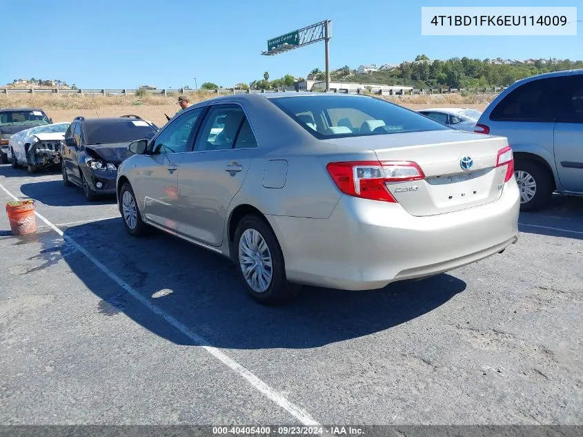 4T1BD1FK6EU114009 2014 Toyota Camry Hybrid Le