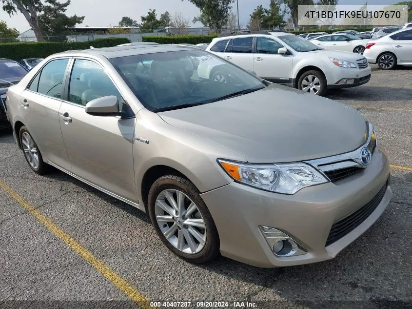 2014 Toyota Camry Hybrid Xle VIN: 4T1BD1FK9EU107670 Lot: 40407287