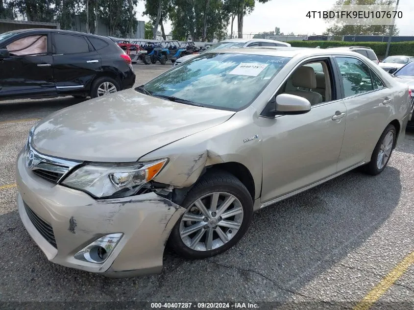 2014 Toyota Camry Hybrid Xle VIN: 4T1BD1FK9EU107670 Lot: 40407287