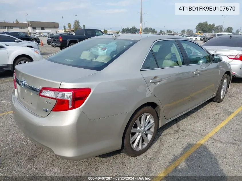 2014 Toyota Camry Hybrid Xle VIN: 4T1BD1FK9EU107670 Lot: 40407287