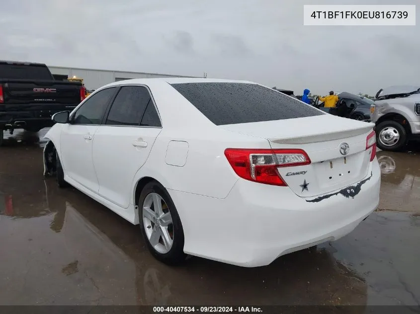 2014 Toyota Camry Se VIN: 4T1BF1FK0EU816739 Lot: 40407534