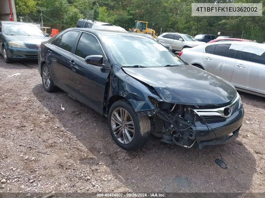 2014 Toyota Camry Se Sport VIN: 4T1BF1FK1EU362002 Lot: 40424807