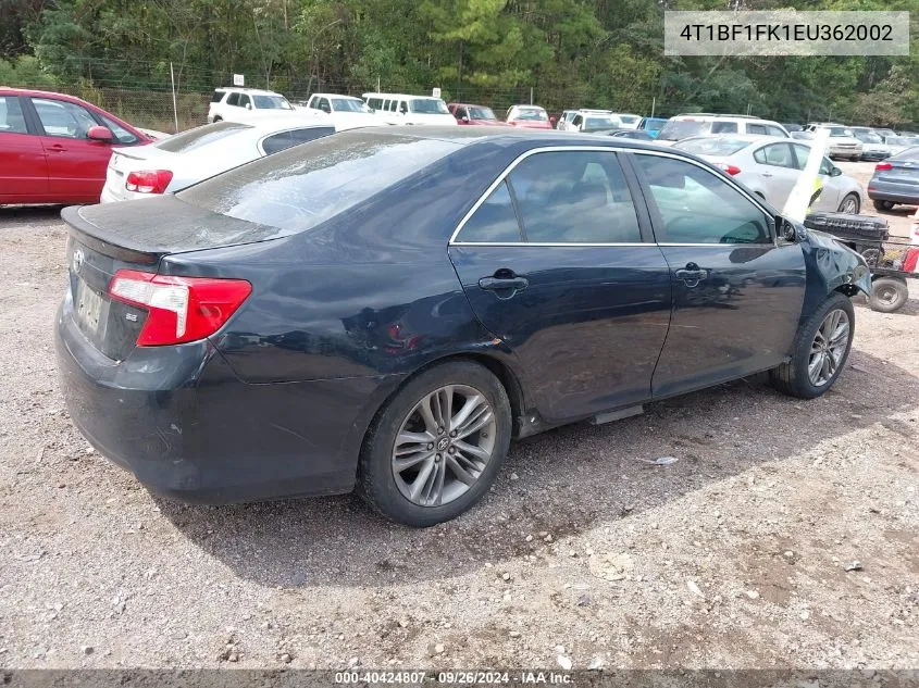 2014 Toyota Camry Se Sport VIN: 4T1BF1FK1EU362002 Lot: 40424807