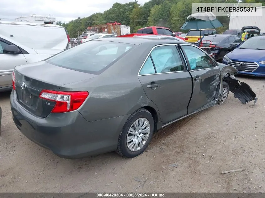 2014 Toyota Camry Le VIN: 4T4BF1FK0ER355371 Lot: 40428304