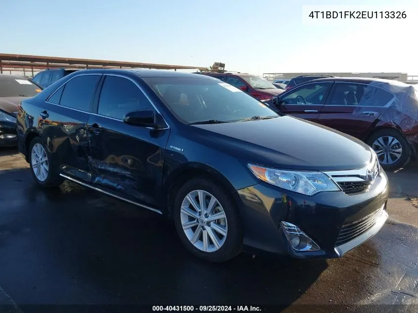 2014 Toyota Camry Hybrid Xle VIN: 4T1BD1FK2EU113326 Lot: 40431500