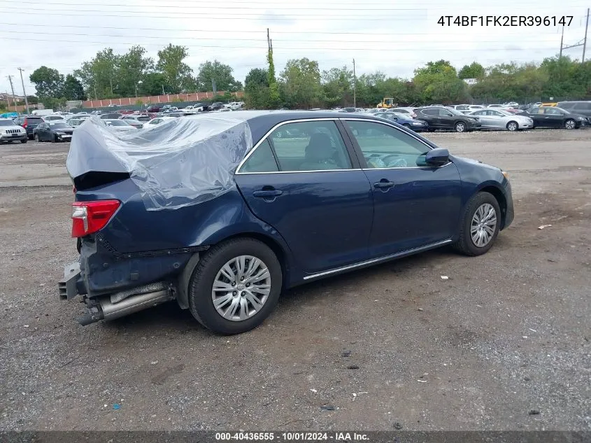 2014 Toyota Camry Le VIN: 4T4BF1FK2ER396147 Lot: 40436555