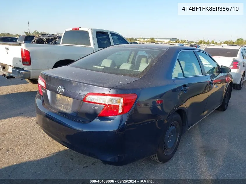 2014 Toyota Camry Le VIN: 4T4BF1FK8ER386710 Lot: 40439096