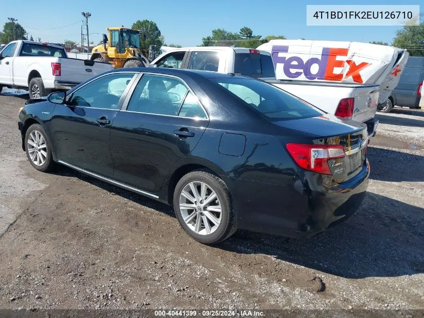 2014 Toyota Camry Hybrid Xle VIN: 4T1BD1FK2EU126710 Lot: 40441399