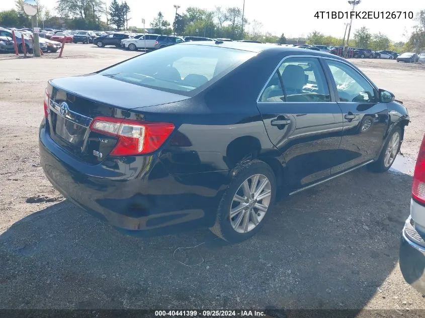 2014 Toyota Camry Hybrid Xle VIN: 4T1BD1FK2EU126710 Lot: 40441399