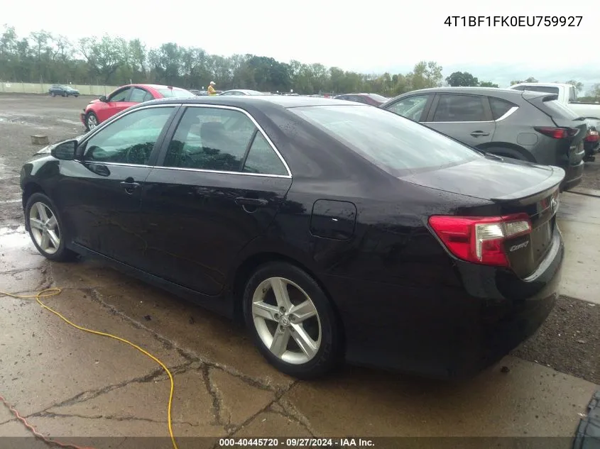 2014 Toyota Camry Se VIN: 4T1BF1FK0EU759927 Lot: 40445720