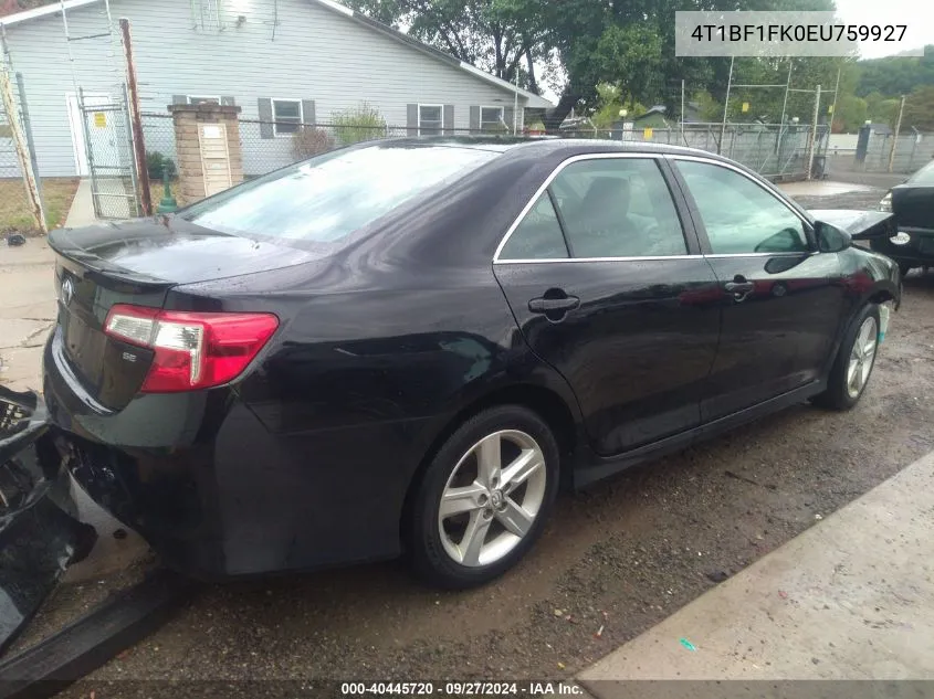 2014 Toyota Camry Se VIN: 4T1BF1FK0EU759927 Lot: 40445720