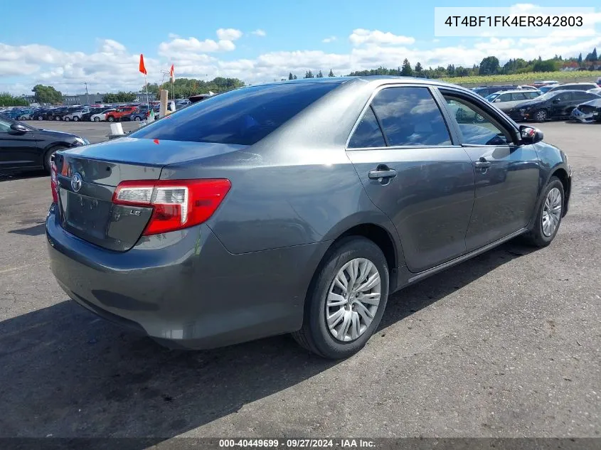 2014 Toyota Camry Le VIN: 4T4BF1FK4ER342803 Lot: 40449699