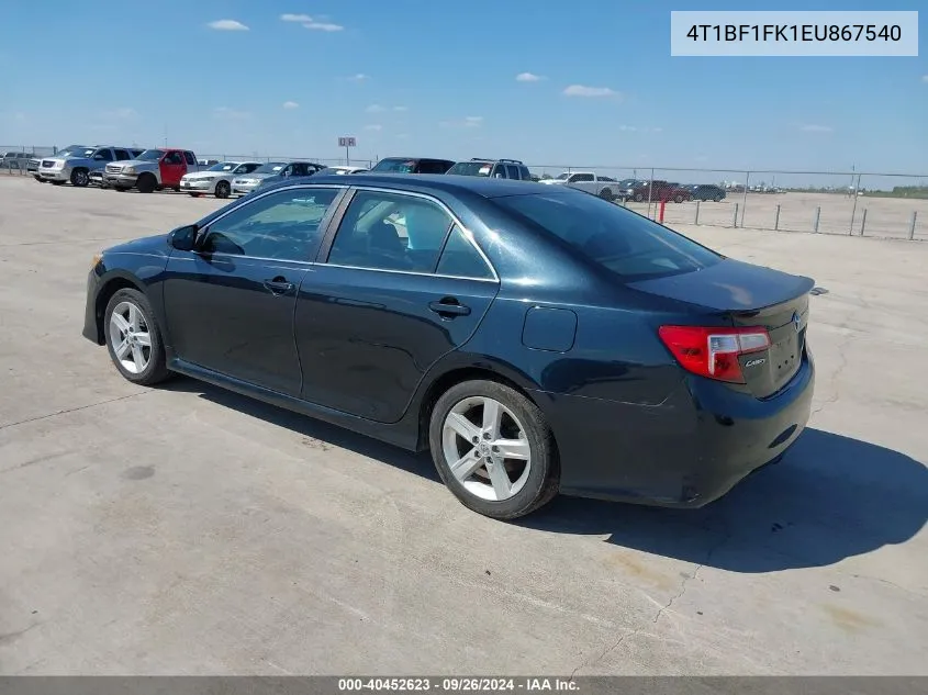 2014 Toyota Camry Se VIN: 4T1BF1FK1EU867540 Lot: 40452623