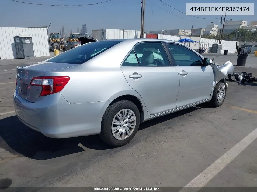 2014 Toyota Camry Le VIN: 4T4BF1FK4ER367474 Lot: 40453608